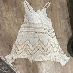 White and Tan Slip Dress